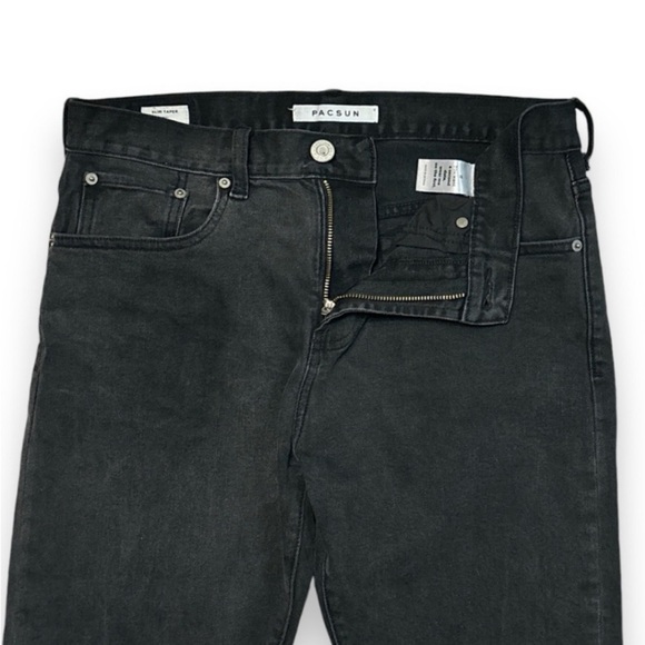 PACSUN Black Slim Taper Denim Jeans 30x30 - Picture 3 of 7